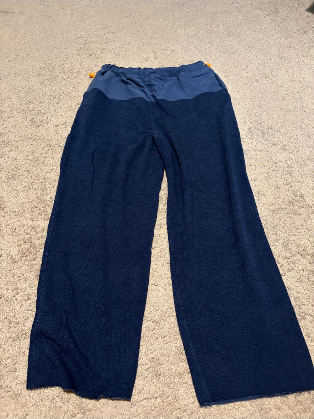 Free People Two-Tone Navy Straight Leg Pants